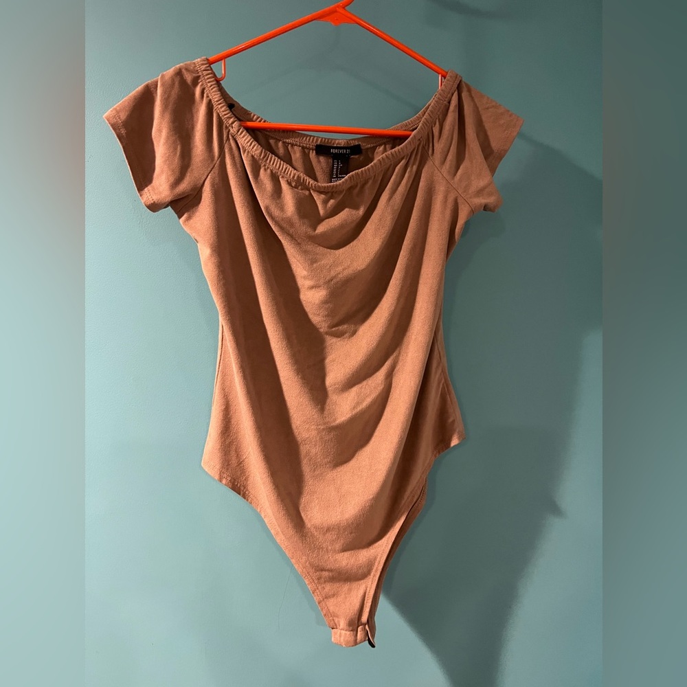 Forever 21 Beige/tan velvet body suit